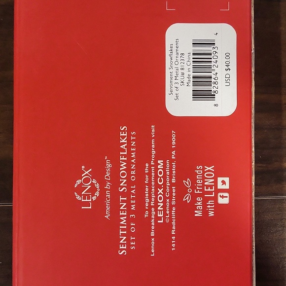 Lenox Sentiment Snowflakes Set of 3 Metal Ornaments - Picture 6 of 6